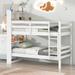 Full Over Full Bunk Beds with Bookcase Headboard, Solid Wood Bed Frame with Safety Rail and Ladder, White