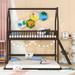House Shape Twin Over Twin-Twin Bunk Bed with Extending Trundle and Ladder, Gray