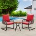 Ebern Designs Ingvaldur Round 2 - Person 18.1" L Outdoor Bistro Set w/ Cushions in Black/Red | Wayfair 65509B888B8643EA8E0E24A4D7942D5C