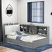 Ivy Bronx Luwanda Bookcase Bed w/ Pull Down Upholstered Headboard, A Rotatable Board & Two Drawers in Gray | 33.9 H x 50.7 W x 81.3 D in | Wayfair