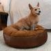 Tucker Murphy Pet™ Robbi Round Pet Bed, Large - Blue & Grey, Microsuede in Orange/Brown | 9" H x 23" W x 23" D | Wayfair