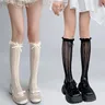 Retro japanische Strümpfe Rüschen lange Socken Lolita Band Boeklat weiße Spitze Knies trümpfe süße