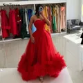 Smileven-Robe de Soirée Rouge pour Femme Col Haut Ligne A Dos aux Fente Latérale Bal