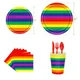 Rainbow party birthday party disposable tableware tissues paper plates paper cups set decoration