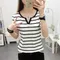 MRMT Strisce T-shirt da donna Colletto a V T-shirt Skinny Mezza manica Abbigliamento Donna Slim