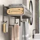 Matte Black Bathroom Towel Holder Aluminum Storage Shelf Organizer Hardwares With Hook Bathroom