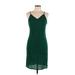 Lands' End Casual Dress - Slip dress: Green Solid Dresses - Women's Size 12