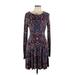 Xhilaration Casual Dress - Fit & Flare: Blue Baroque Print Dresses - Women's Size Large