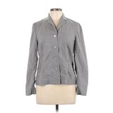 Lands' End Long Sleeve Button Down Shirt: Gray Tops - Women's Size 10 Petite