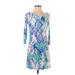 Lilly Pulitzer Casual Dress - Mini: Blue Tropical Dresses - Women's Size X-Small