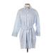 Zara Casual Dress - Shirtdress High Neck 3/4 sleeves: Blue Print Dresses - New - Women's Size Small