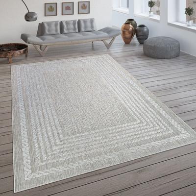 Paco Home In- & Outdoor-Teppich, Flachgewebe Mit Skandi-Muster Und Sisal-Look In Cream 80x150 cm Image