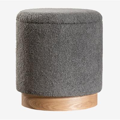Runder Pouf mit Aufbewahrung in Chenille Mineyster Helles Grau Taupe - Sklum Image