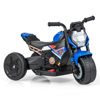 Costway Kids Ride-on Motorcycle 6V Battery Powered Motorbike with Detachable Training Wheels-Blue