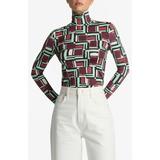 Nuda Painted Geometric Print Turtleneck Top