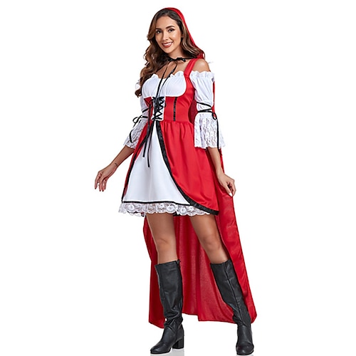 Rotkäppchen Halloween Cosplay Kostüm Karnevalskostüm Cosplay Sexy Kostüm Erwachsene Damen Halloween Karneval Maskerade Leistung Party Halloween Einfache Halloween-Kostüme Verkleiden
