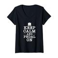 Damen Keep Calm And Pedal On Kirchenorganist Orgelspieler T-Shirt mit V-Ausschnitt