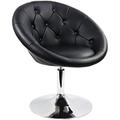 YZboomLife PU Leather Vanity Chair Stool for Room Round Back Cute Beauty Make up Chiar Adjustable Swivel Salon Spa Stool Modern Circle Lounge Chair Black