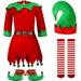 Baby Girl Fall Outfits 4Pcs Boys Christmas Set Belt Santa s Helper Dress Xmas Outfit With Hat Shoes Christmas Xmas Party Baby Boys Clothing Sets Red 13 Years-14 Years