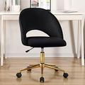 YZboomLife Home Office Chair Modern Swivel Vanity Chair with Gold Base Armless Cute Task Chair Mid-Back Desk Chair with Wheels for Dorm Living Room Bedroom Studying Room Vanity Room(Light