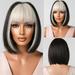Black Short Bob Wig with Orange Bangs Copper Brown Synthetic Cosplay Hair Wigs for Women Daily Heat Resistant Fibre Wig LC2080-9