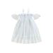 Hirigin Toddler Girls Summer Short Sleeve Off Shoulder Dot Print Mesh Dress