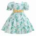 Elainilye Fashion Girls Princess Dress Cute Bowknot Formal Dresses for Birthday Party Gown Long Dresses Sizes 2-10Y Green