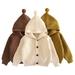 Esaierr 1-5 Years Boys Girls Hooded Sweaters for Baby Kids Solid Color Knit Sweater Hooded Cardigan Sweaters Tops Spring Fall Long Sleeve Loose Knitted Sweaters