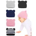 BadPiggies Newborn Baby Hat Bear Ears Infant Beanie Caps Baby Boy Girl Toddler Hats for 0-6 Months (Black)