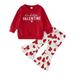 Girls Valentine s Day Clothes Set Long Sleeve Letter Prints Crewneck Sweatshirts Pullover Tops And Heart Print Flare Pants Outfits