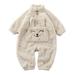 Baywell Infant Newborn Baby Fleece Onesie Pajama Cute Plush One-Piece Pajama Jumpsuits for Baby Boys and Girls Pjs 3-6 mBeige
