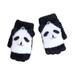 ZMHEGW Children Winter Warm Casual Knit Cute Pattern Mittens Plus Velvet Flip Fingerless Multifunction Glove Gloves Mittens Ski Gloves Mittens Men