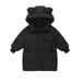 Toddler Kids Little Girls Winter Solid Coats Bears Ears Outerwear Mediun Length Warm Jackets Down Coat Cotton Hooded Wadding Outwear Black 100(4 Years-5 Years)