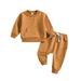 Qiangong Boys Outfit Sets Patchwork Color Boys Outfit Sets Crew Neck Long Sleeve Boys Girls Outfit Sets Gold 12-18 Months