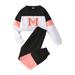 TAIAOJING Toddler Little Girls Boys Christmas Outfit Kids Letters Prints Long Sleeves Tops Hoodie Sweatershirt Pants 2Pcs Set Outfits 4-5 Years