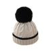 Kids Boys Girls Color Block Beanie Hat Faux Fur Pom Pom Knit Ski Cap Winter Warm Thicken Hat