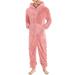 KIJBLAE Clothing Clearance Men s Athletic Pants Full Length Activewear Fleece Jumpsuit Pajamas Winter Warm Zip Up Hooded Sleepwear Jogger Soft Loungewear Overall Rompersï¼ˆPink XXL)