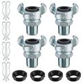 Qtmnekly 4Sets NPT Air Hose Fitting 2 Lug Universal Coupling Chicago Fitting for Female and Male End (Male End 3/4Inch)