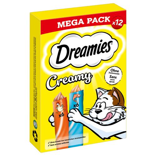 Sparpaket 84x 10g Dreamies Creamy Snacks mit Huhn & Lachs für Katzen