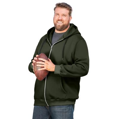 Men's Big & Tall Fleece Zip-Front Hoodie by KingSize in Deep Olive (Size 5XL) Fleece Jacket