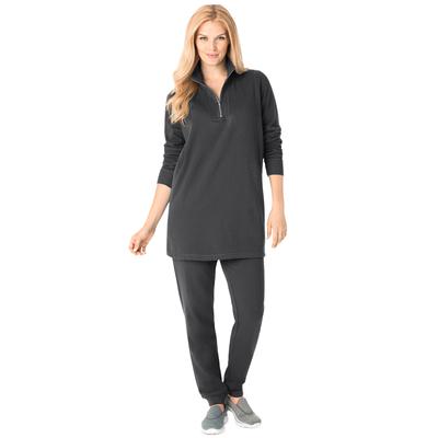 Plus Size Women's 2-piece fleece sweatshirt set by Woman Within in Black (Size M)