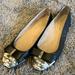 Jessica Simpson Shoes | Jessica Simpson Black Flats Ballet Bow Gold Trim Size 10.5 In Great Condition | Color: Black/White | Size: 10.5