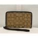 Coach Bags | Coach Signature Slim Zip Organizer Wallet Wristlet Canvas 55920b Khaki Brown | Color: Brown/Tan | Size: Os