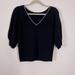 Kate Spade Sweaters | Kate Spade Black V Neck Jeweled Detail Short Sleeve Sweater | Color: Black/Silver | Size: L