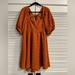 Free People Dresses | Free People Textured Babydoll Mini Dress. Size Xl. Excellent Condition! | Color: Orange | Size: Xl