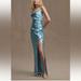 Anthropologie Dresses | Anthropologie Sachin & Babi Jennings Ruched Hammered Satin Side Slit Gown | Color: Blue | Size: 6