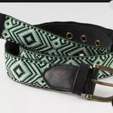 Free People Accessories | Free People Belt Moving To Mars Handmade Green & Black Embroidered Size L/Xl Nwt | Color: Black/Green | Size: Various