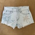 American Eagle Outfitters Shorts | American Eagle Embroidered Distressed Denim Jean Shorts | Color: Blue | Size: 2