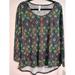 Lularoe Tops | *Nwt* Lularoe Lynnae Women's T-Shirt Green Geometric Pattern Sz Med Long Sleeves | Color: Blue/Green | Size: M