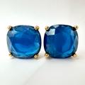 Kate Spade Jewelry | Kate Spade Small Square Studs Opaque Blue Chunky Rhinestone Earrings Retail $38 | Color: Blue/Gold | Size: Pierced